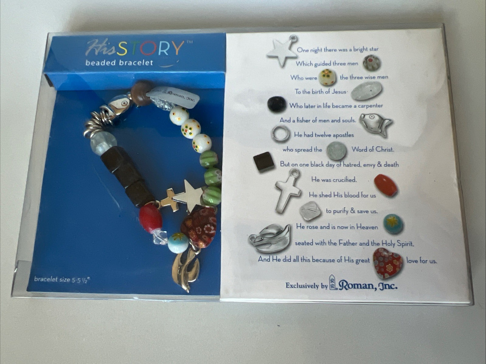 Christ’s Story Bracelet Beaded Roman, Inc. SZ 5 - 5-1/2 HIS LIFE Jesus Story Christ’s Story Bracelet Beaded Roman, Inc. SZ 5 - 5-1/2 HIS LIFE Jesus Story
