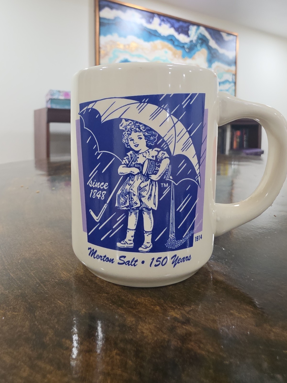 Vintage MORTON SALT  150 Years Commemorative Ceramic Coffee Mug