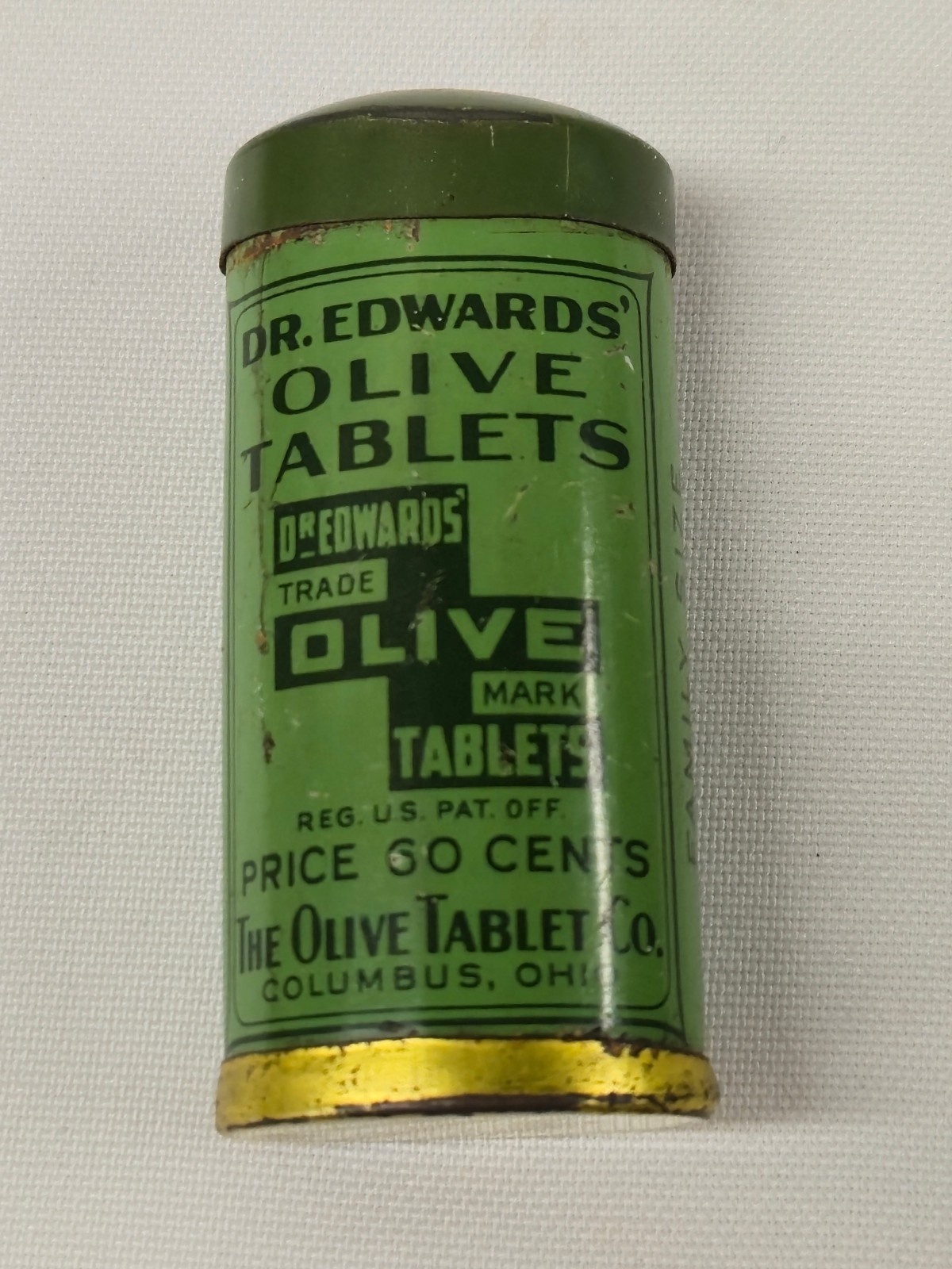 Antique Vtg DR EDWARDS OLIVE TABLETS TIN Laxative Early 1900\'s Pre WWII Design
