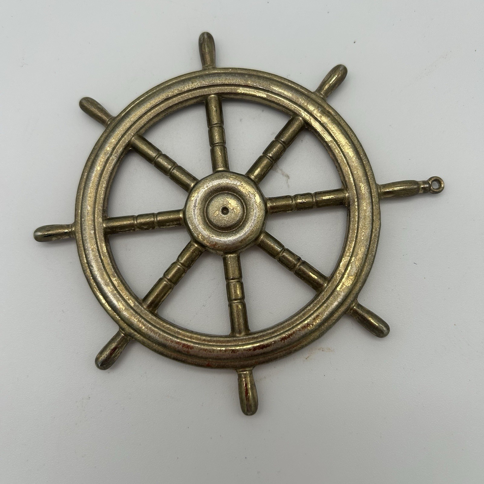 Vintage Brass Ship Wheel Nautical Maritime Decor Ornament 3.5