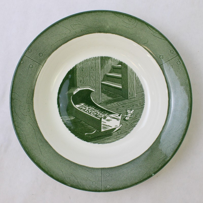 Royal China Colonial Homestead Baby\'s Cradle Soup Bowl 1950s 8.5\