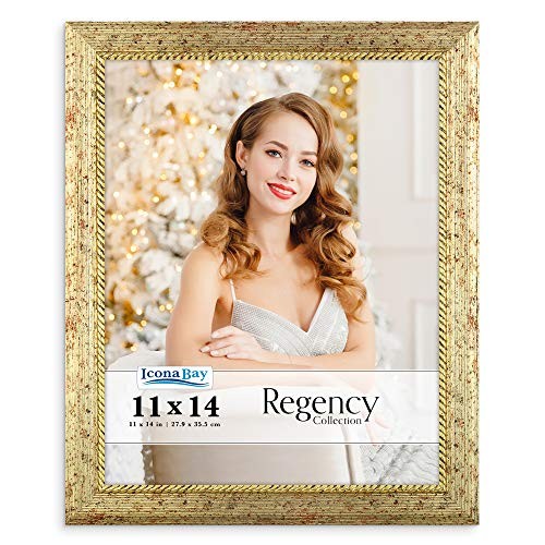 Icona Bay 11x14 Gold Picture Frame, Baroque Style Photo Frame, Wall Mount or