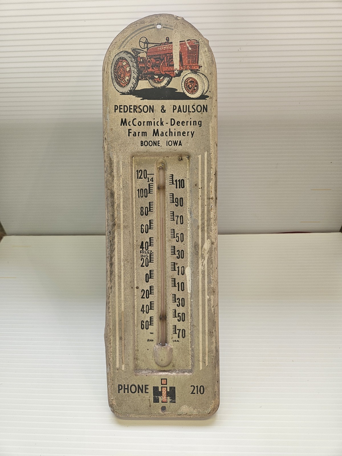 Pederson & Paulson McCormick-Deering Farm Machinery Boone Iowa Ad Thermometer