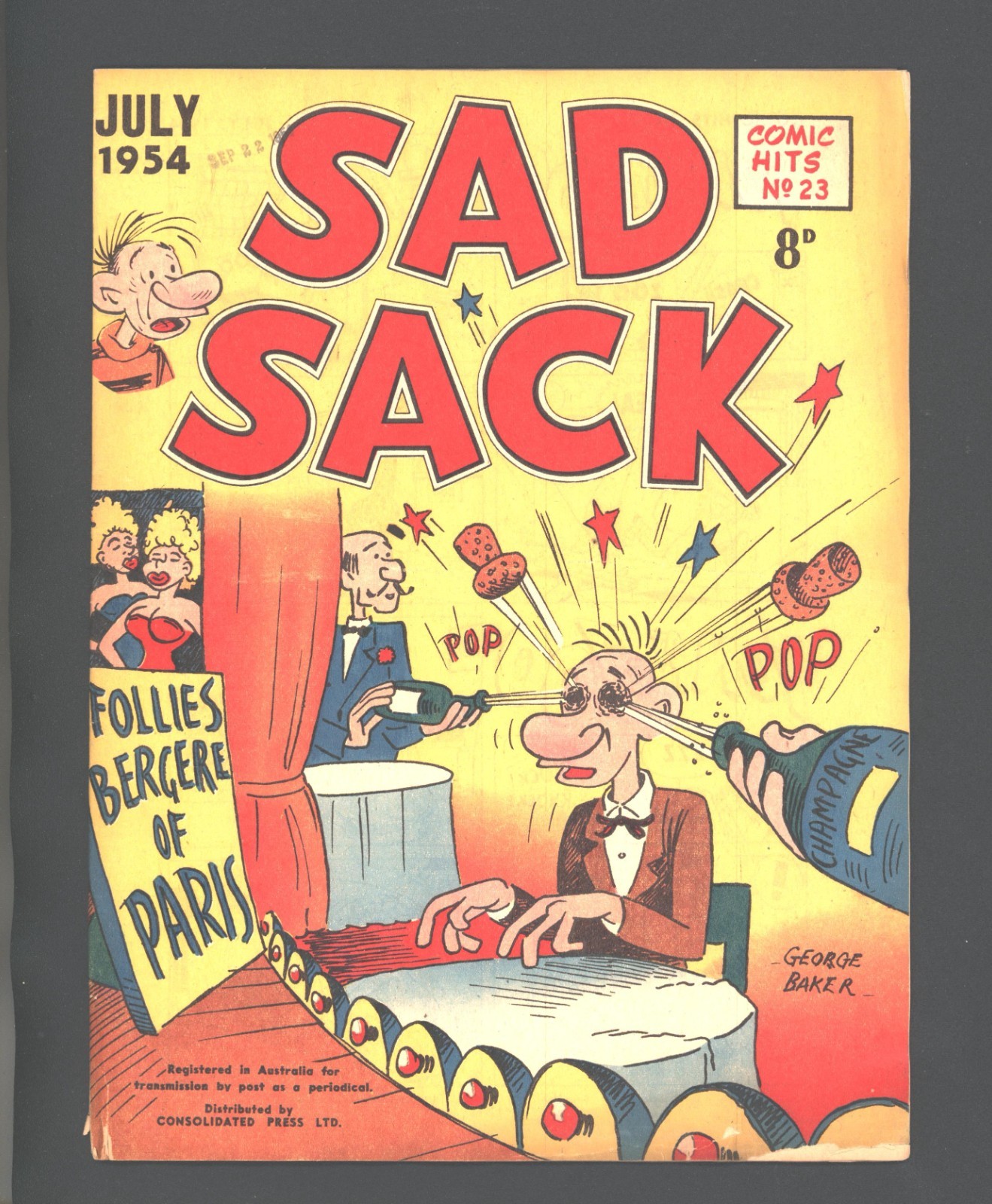 Sad Sack #23 1954  Australian copy 1.0 grade two cork tops on cover