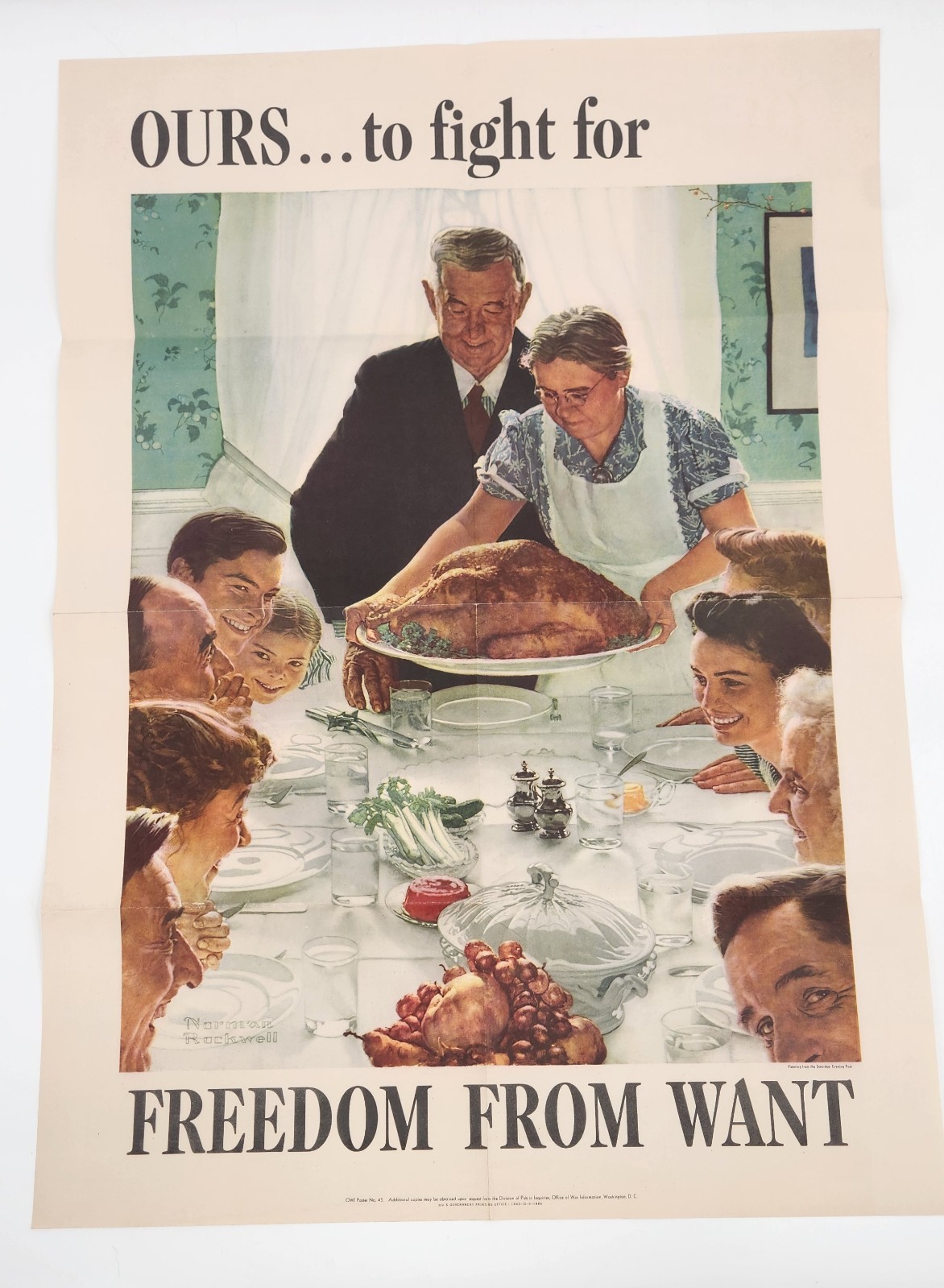 1942–1944 Norman Rockwell Poster Freedom from Want WWII Thanksgiving Print