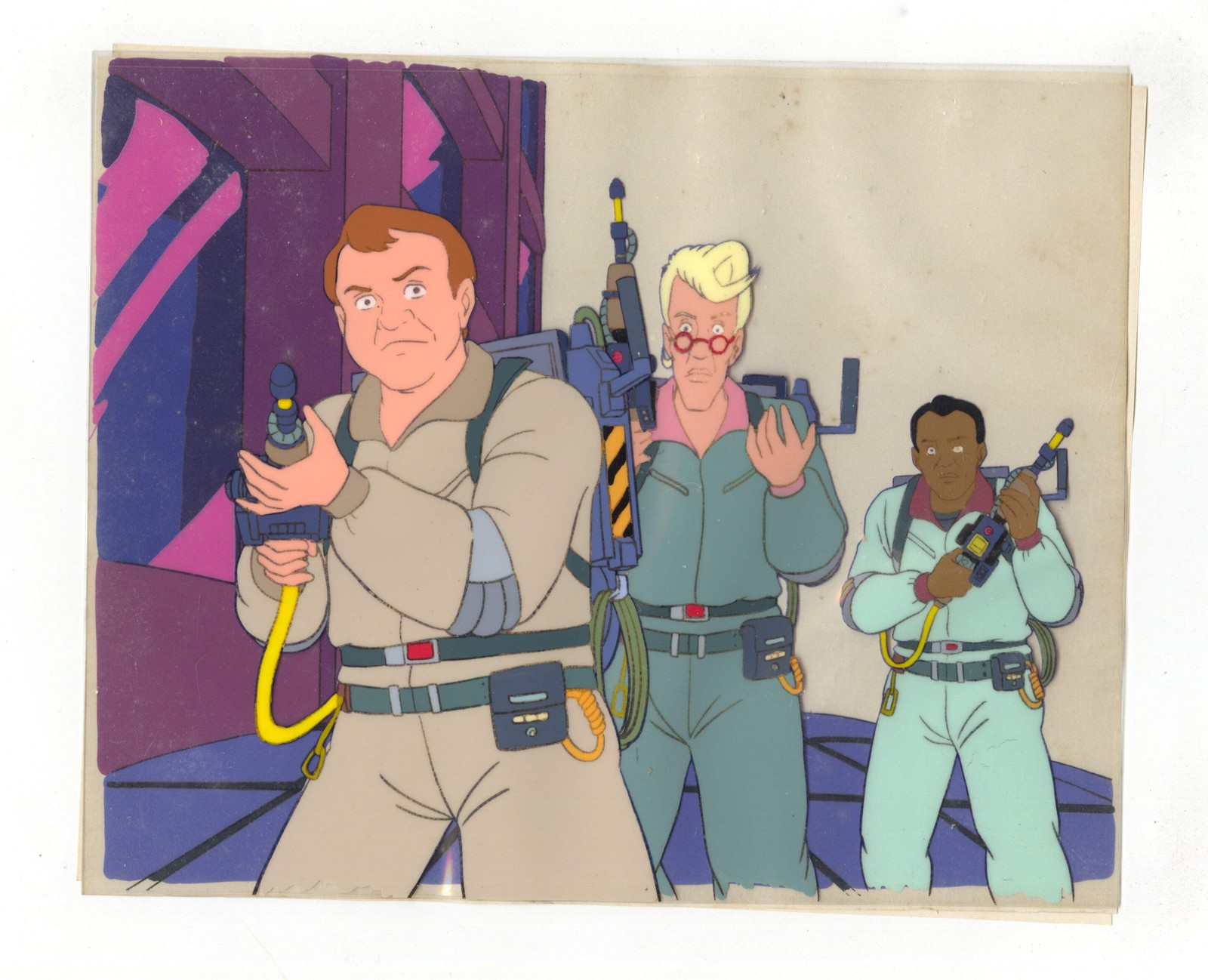 Real Ghostbusters Original Production Cel Ray Egon Winston Hand Painted Backgrou
