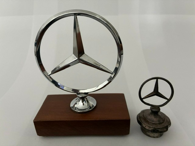 Mercedes-Benz Star paperweight hood ornament w/Bonus vintage M-B bottle stopper