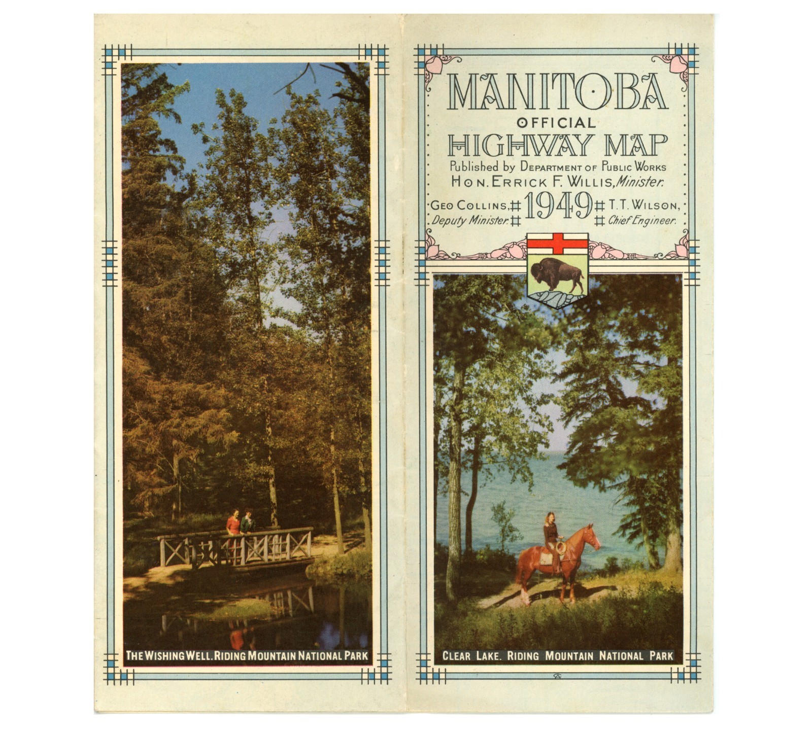 Vintage 1949 Manitoba Canada Official Road Map
