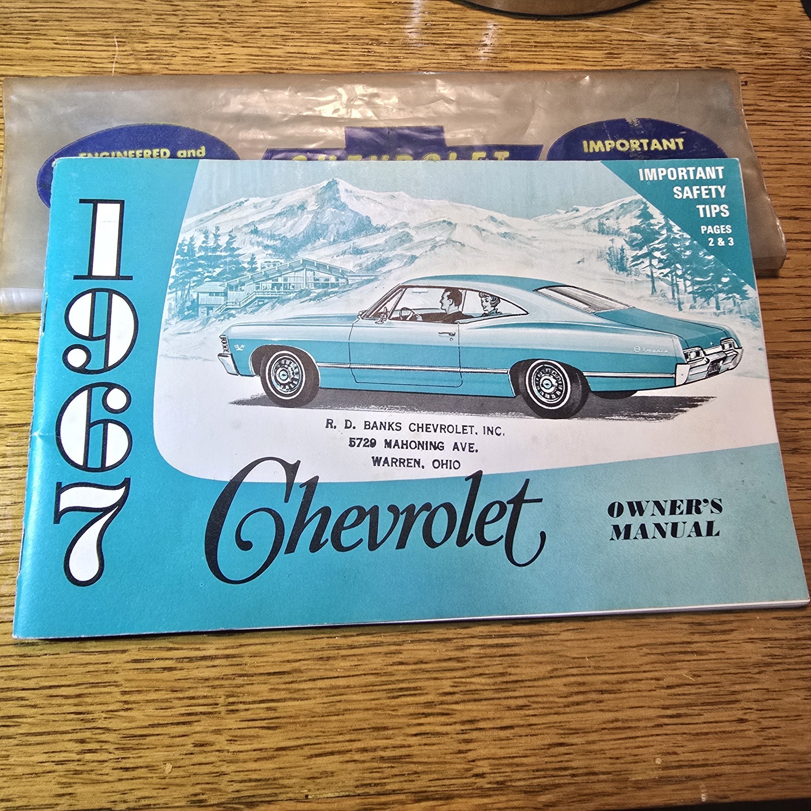 1967 Chevrolet Owners Manual WITH Original Plastic Sleeve Envelope OEM Impala SS