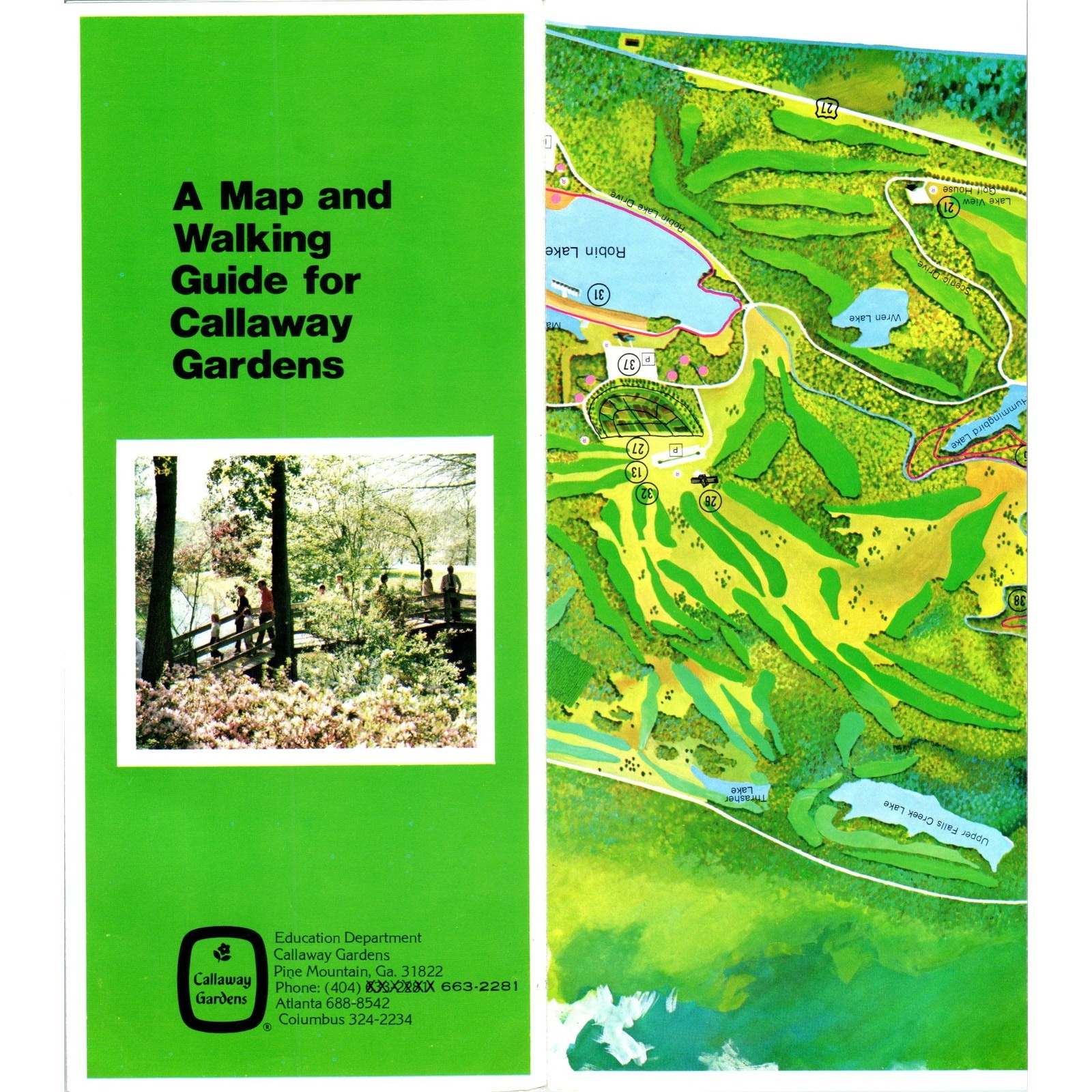 Vintage Callaway Gardens Map and Walking Guide Pine Mountain GA Brochure H5-5