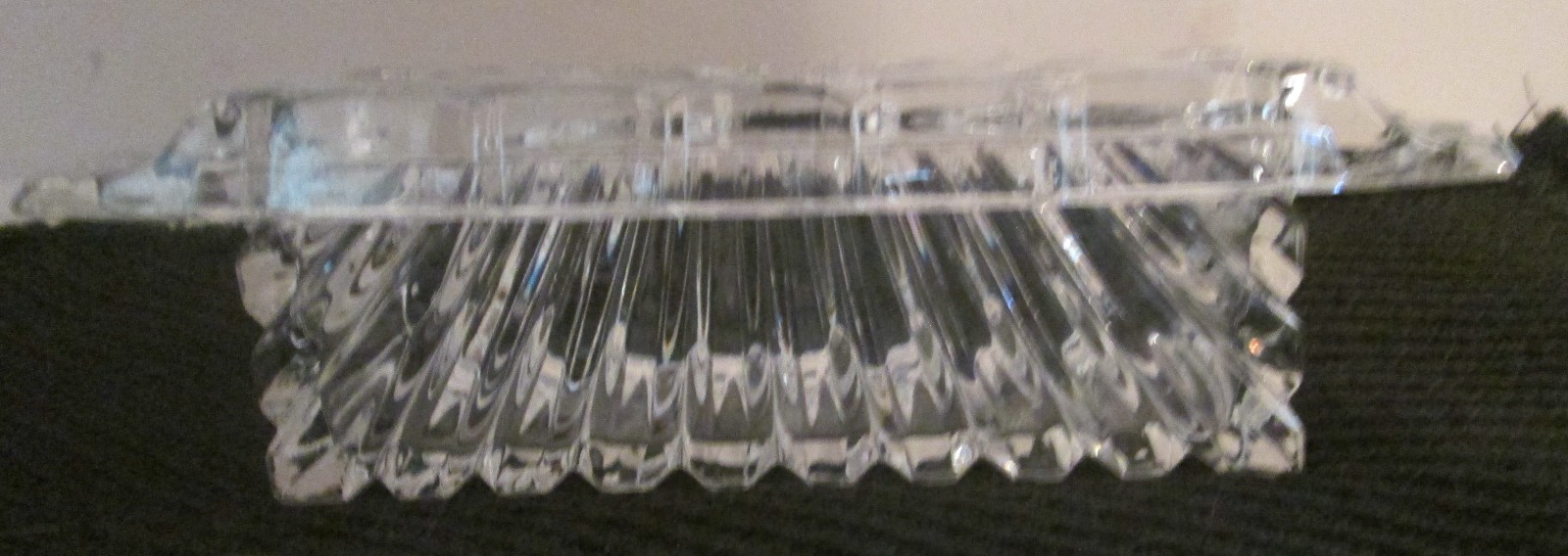 Heavy Vintage Cut Glass Ribbed Butter Dish With Lid