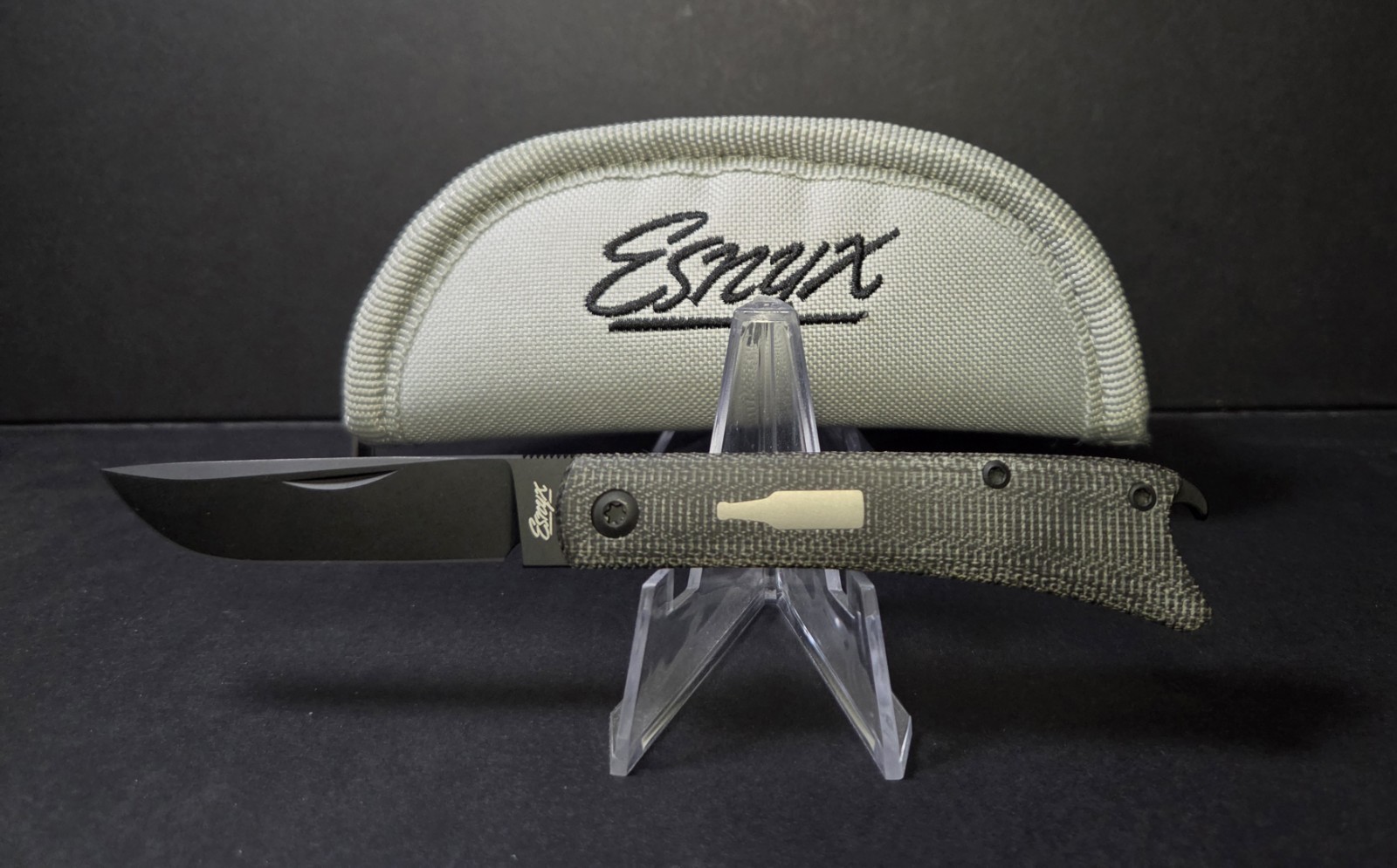 ESNYX KNIFE - SILVERLINE BEER BUSTER Jr.  Black MICARTA/ Titanium Front FLIPPER