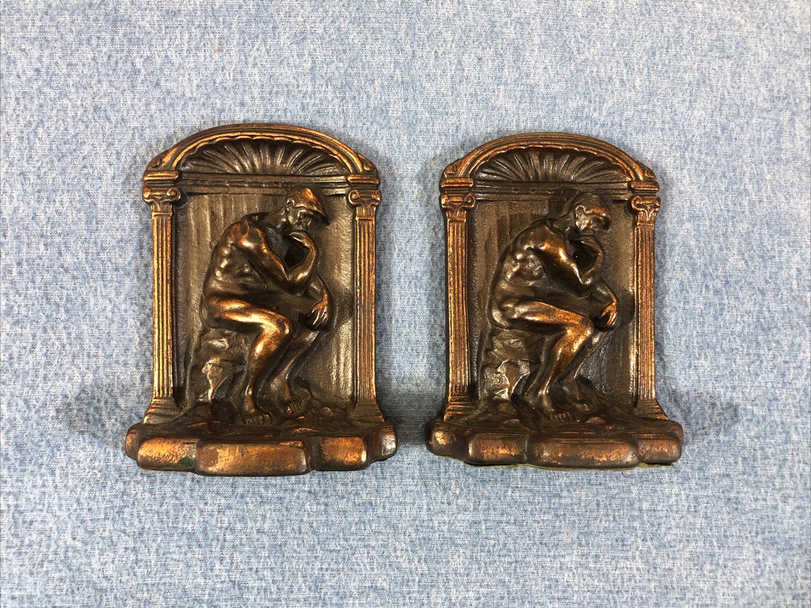 HEAVY ~ 5.76 LBS.~ STAMPED SOLID BRONZE Bookends of Rodin\'s \