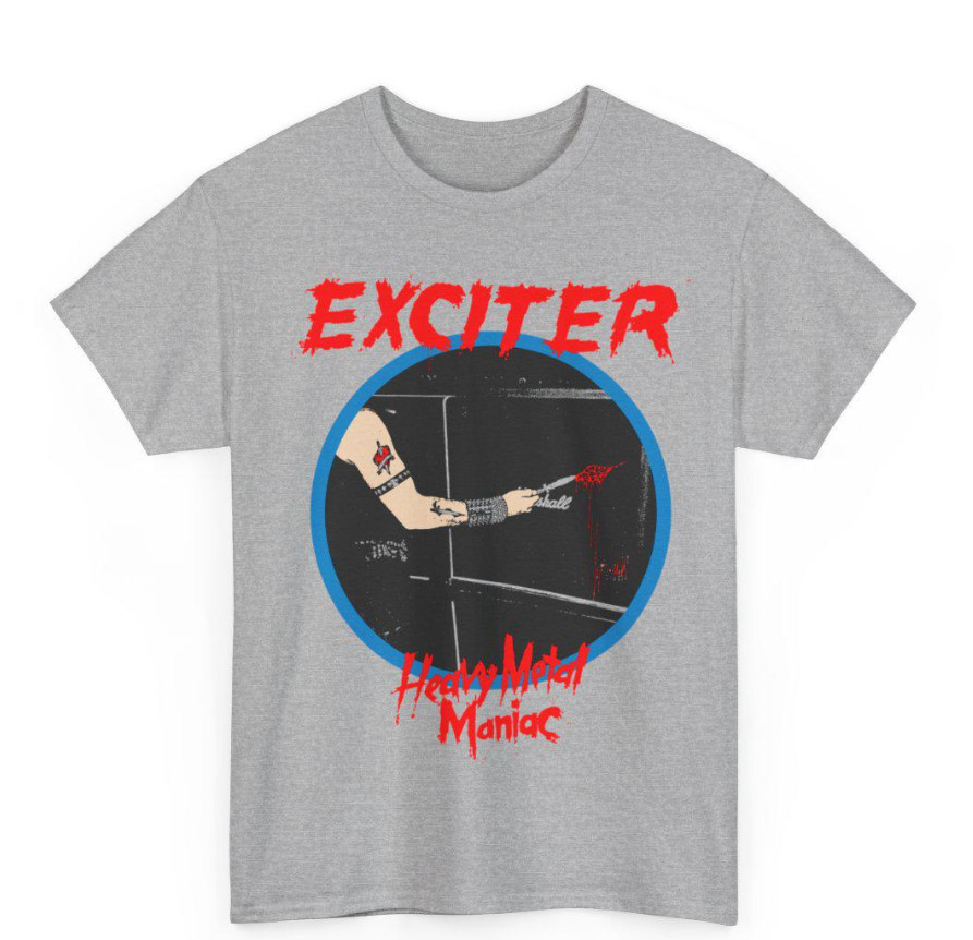 Vintage Exciter Band Music Graphic Sport Grey Tee Shirt Full Size