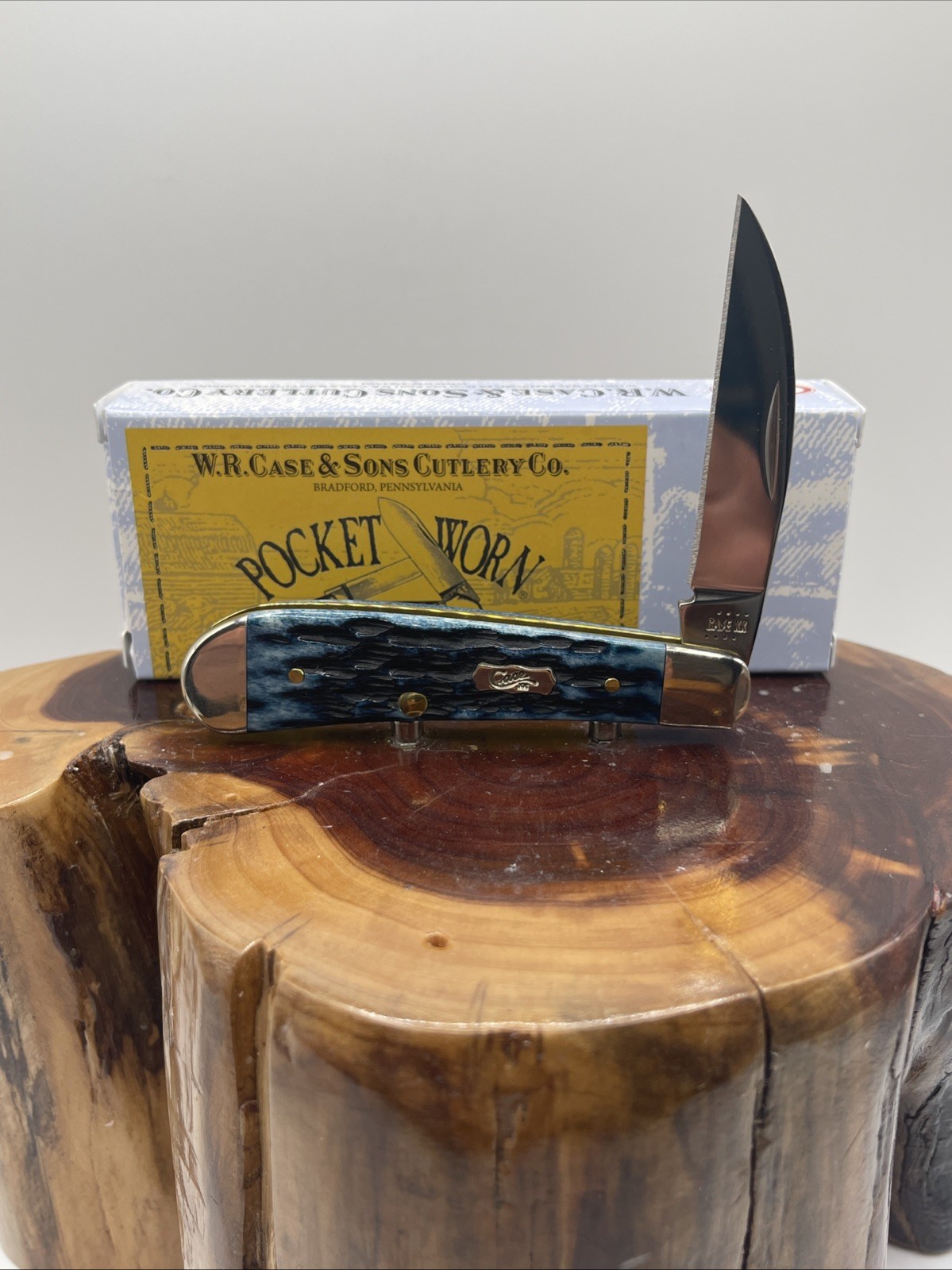 Case XX  Tony Bose Pocket Worn Mediterranean Blue Bone Peach Seed Jig Swayback
