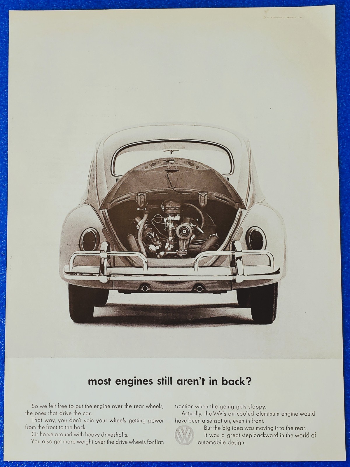 1963 Vintage Volkswagen Beetle Print Ad Global VW Sensation Engineering Marvel