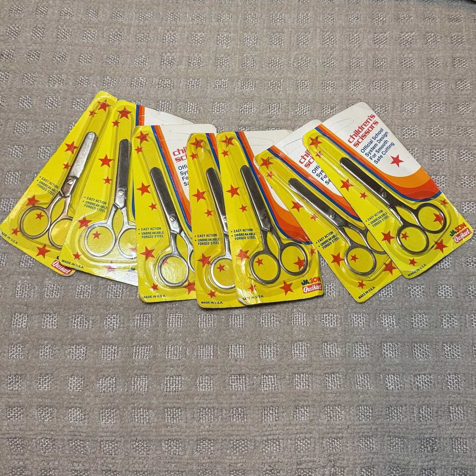 VTG Ja-Son Jason Quikut Lot Of 7 Childrens School Scissors 4” Blunt USA Made NOS