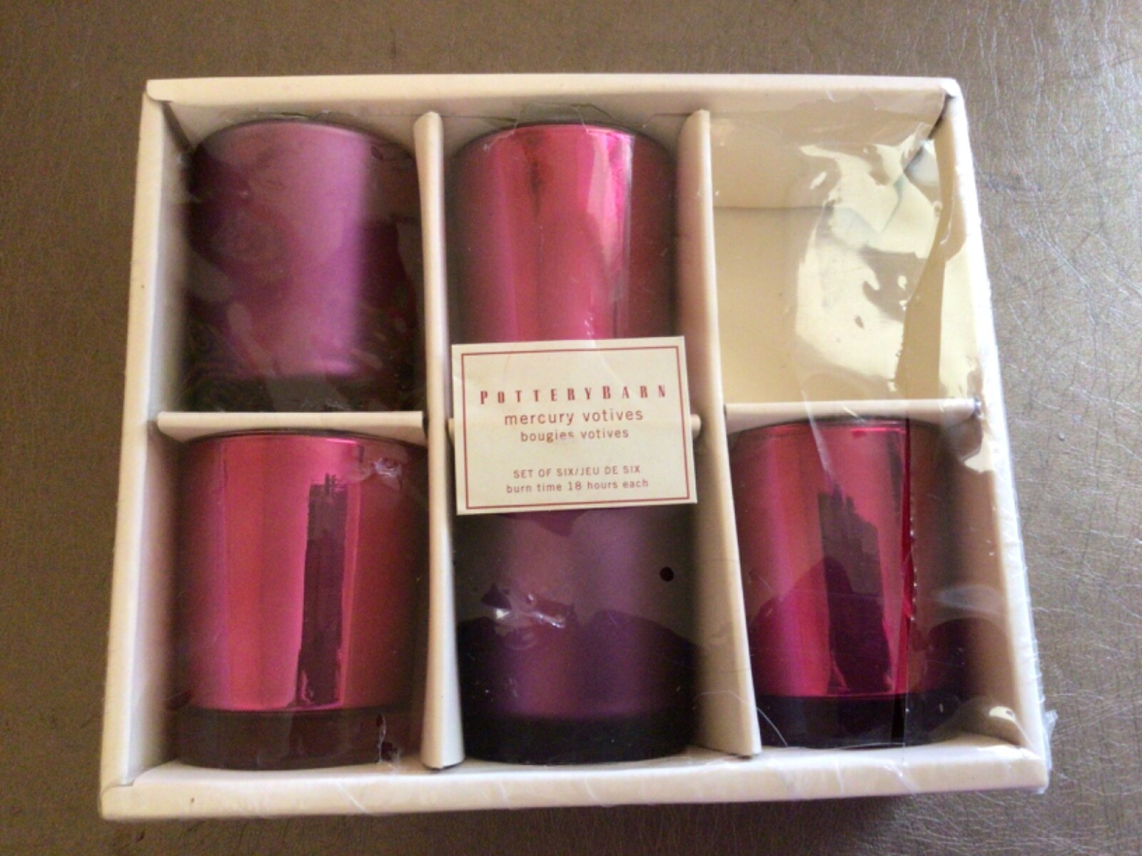 Pottery Barn Mercury Glass Purple Pink Votives Set of 5 NEW Pottery Barn Mercury Glass Purple Pink Votives Set of 5 NEW