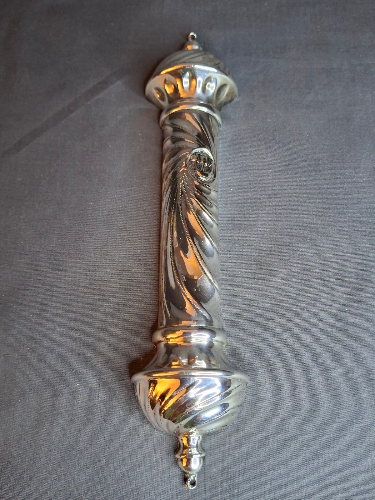 Vintage HAZORFIM Israel 925 Sterling Silver MEZUZAH Case, Spiral Swirl Repousse