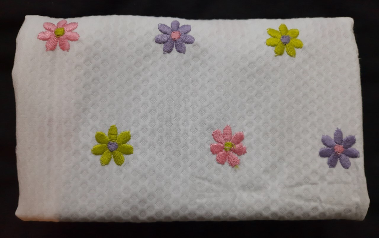 REDUCED Fabric, Embroidered White Waffle Weave, 1 yard x 44\ REDUCED Fabric, Embroidered White Waffle Weave, 1 yard x 44\