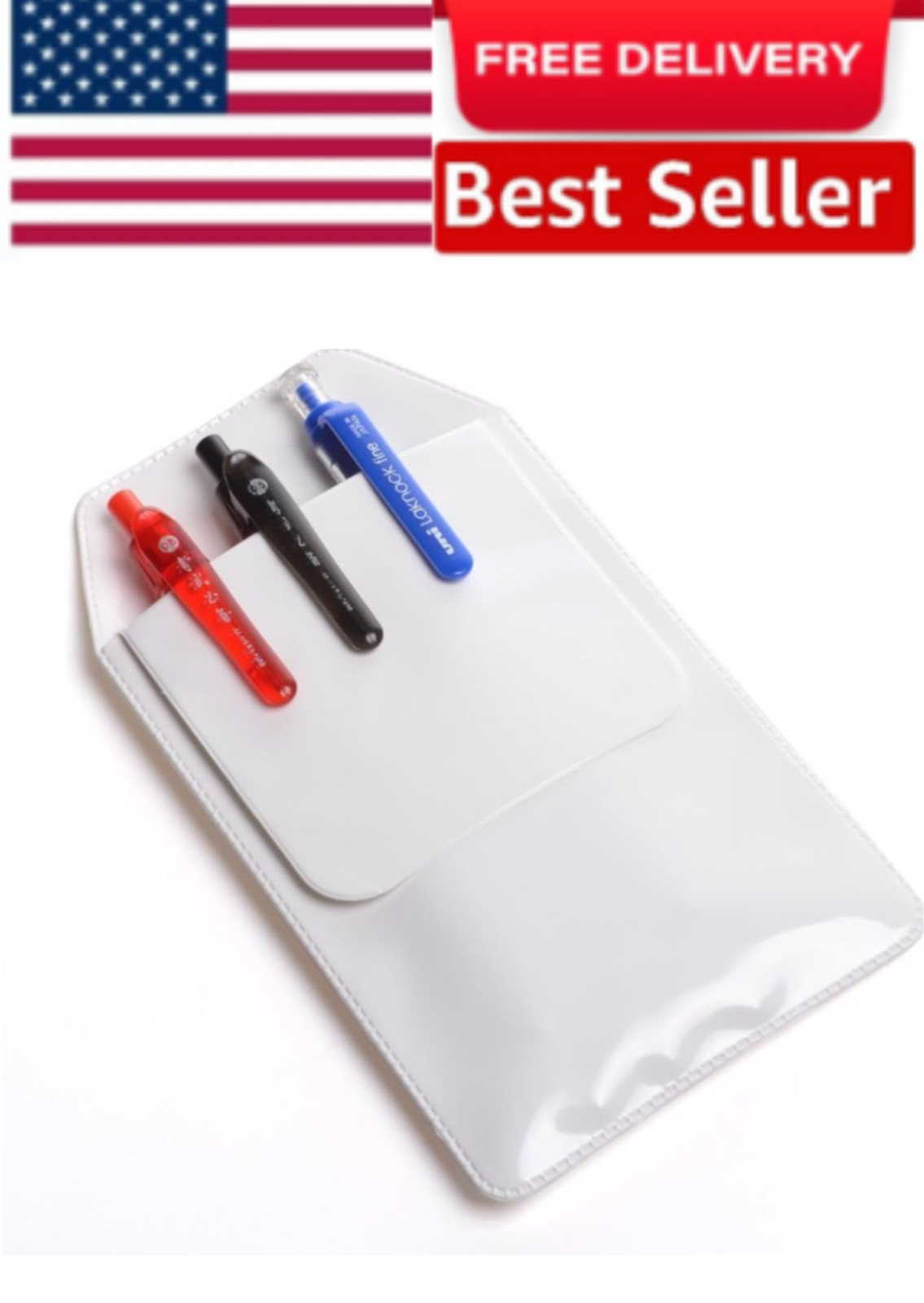 5 PCS White Pocket Protector for Pen Leaks - Heavy Duty Pen Holder Pouch