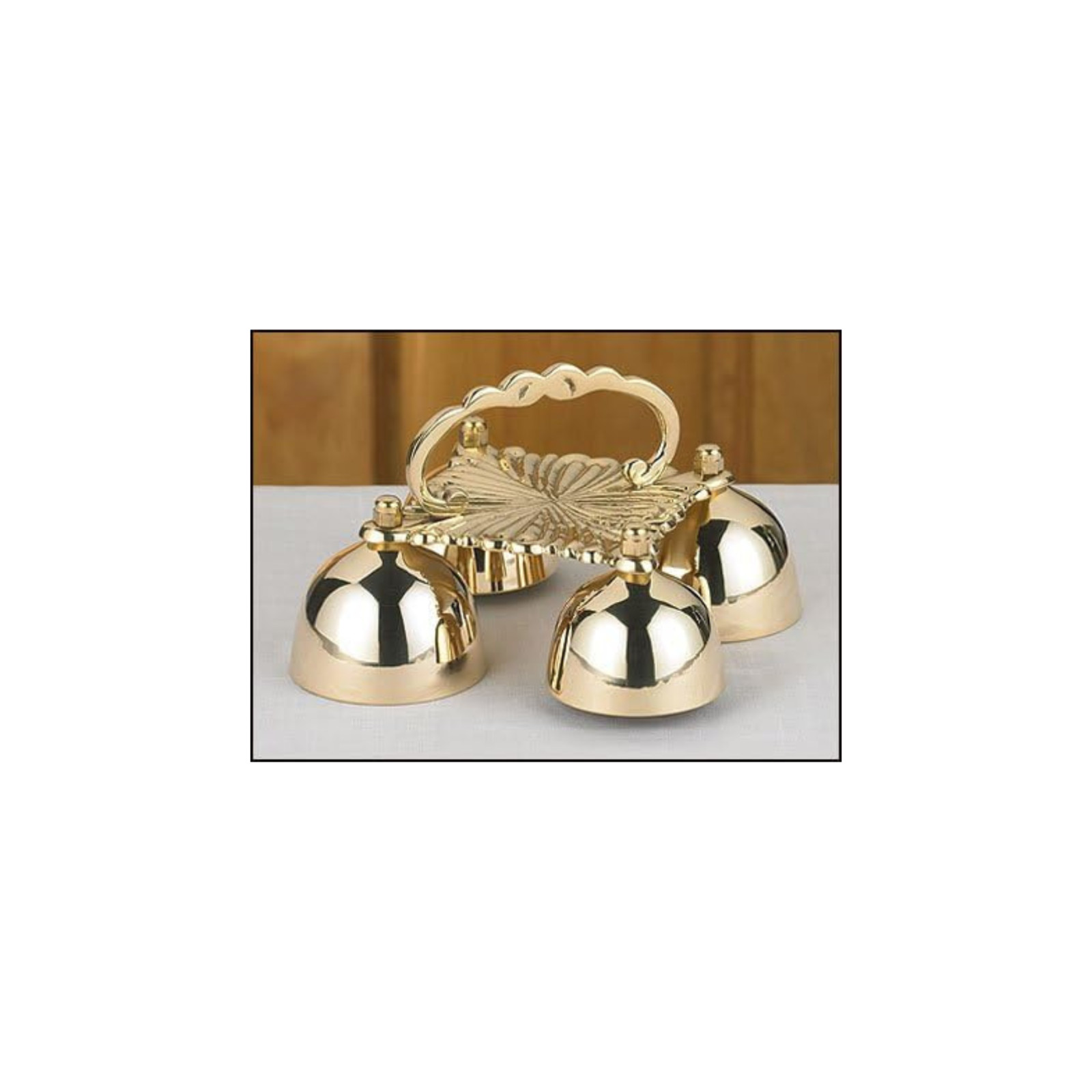Christian Brands Autom 4 Cup Sacristy Bell with Handle Silver Brass
