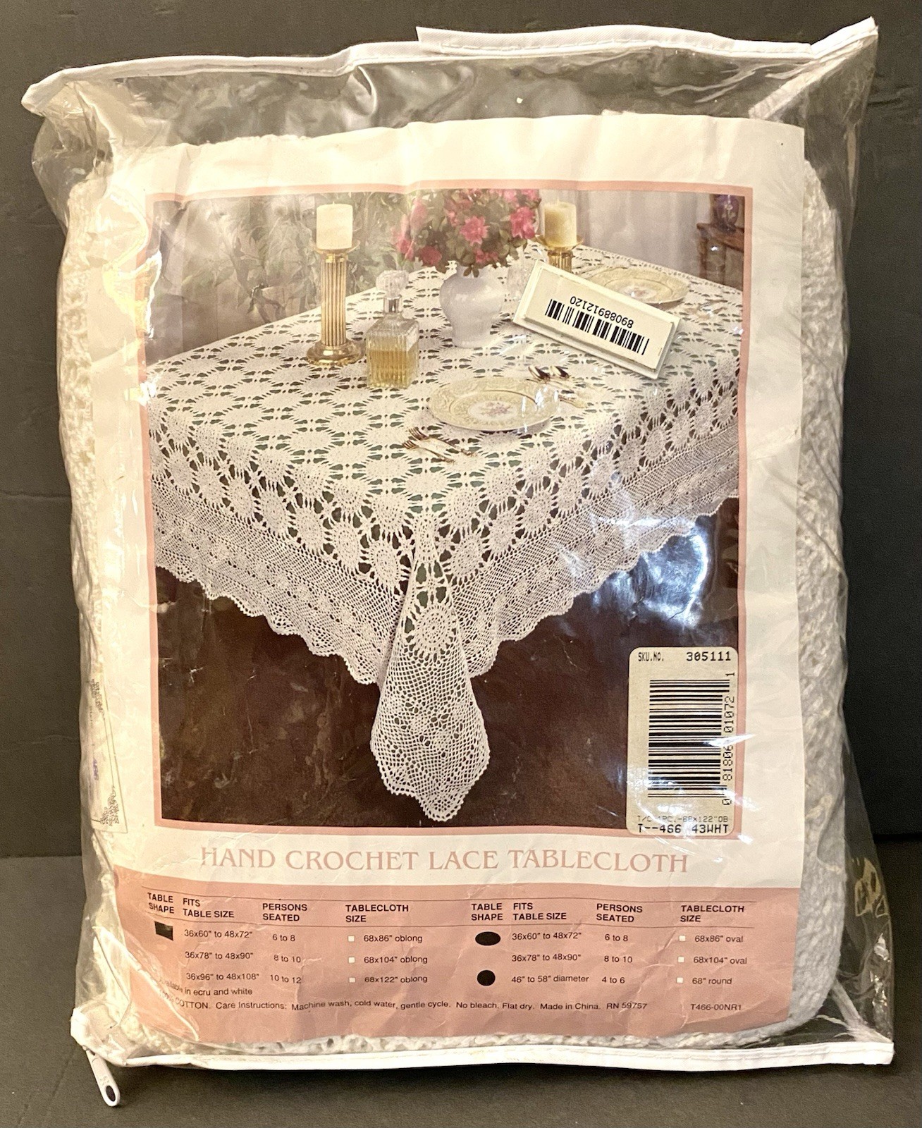 Hand Crochet Lace White Tablecloth Vintage 68\