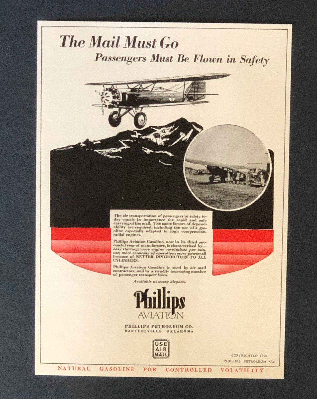 1929 Phillips Aviation Petroleum Advertisement Photo Mail Airplane Vtg Print AD