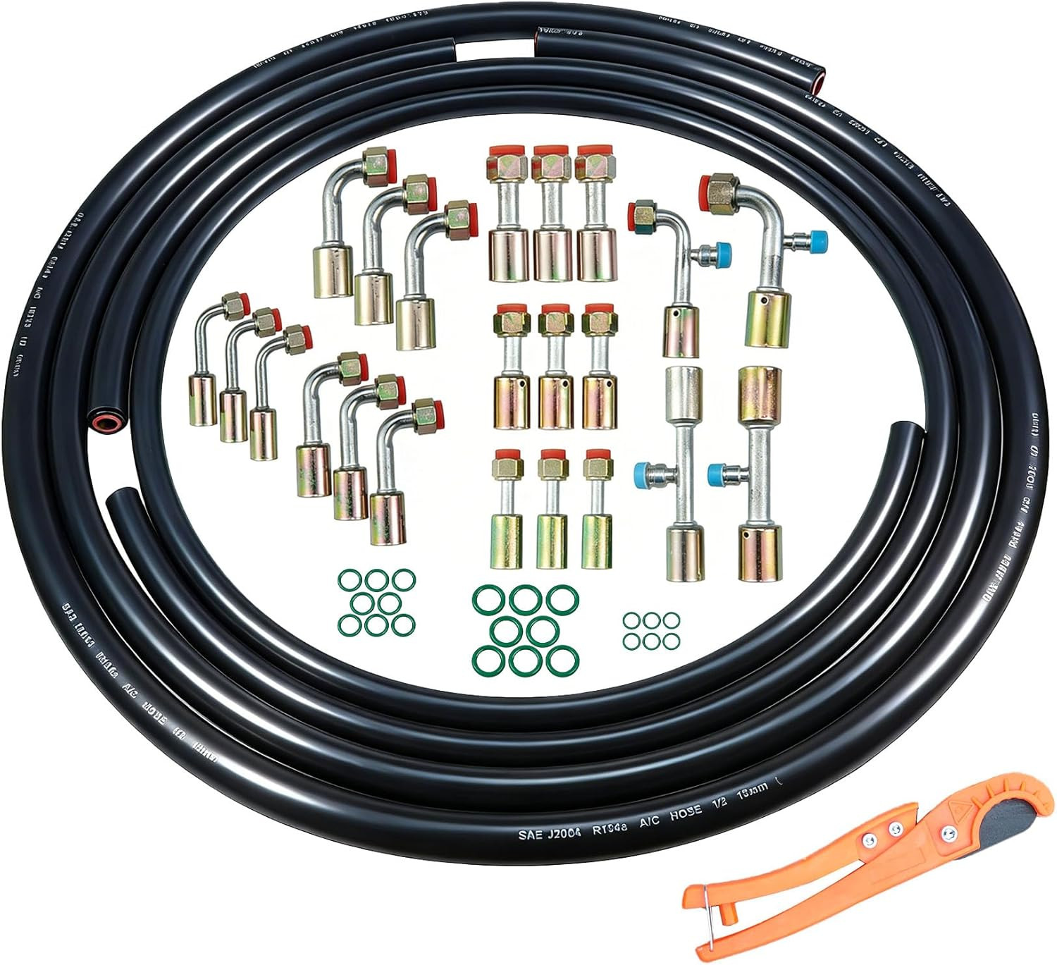 26Pcs AC Hose Kit, 6.5Ft Air Conditioning Hose and Fitting Kit - Includes 6.5Ft
