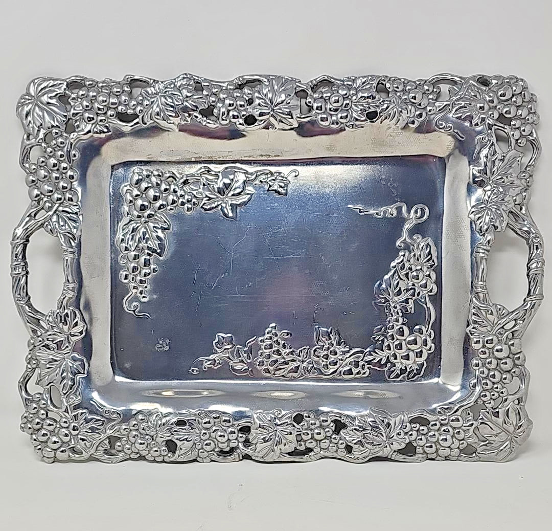 ARTHUR COURT 1995 Grape Open Vine Aluminum Serving Tray 18.25x13.5 Vintage