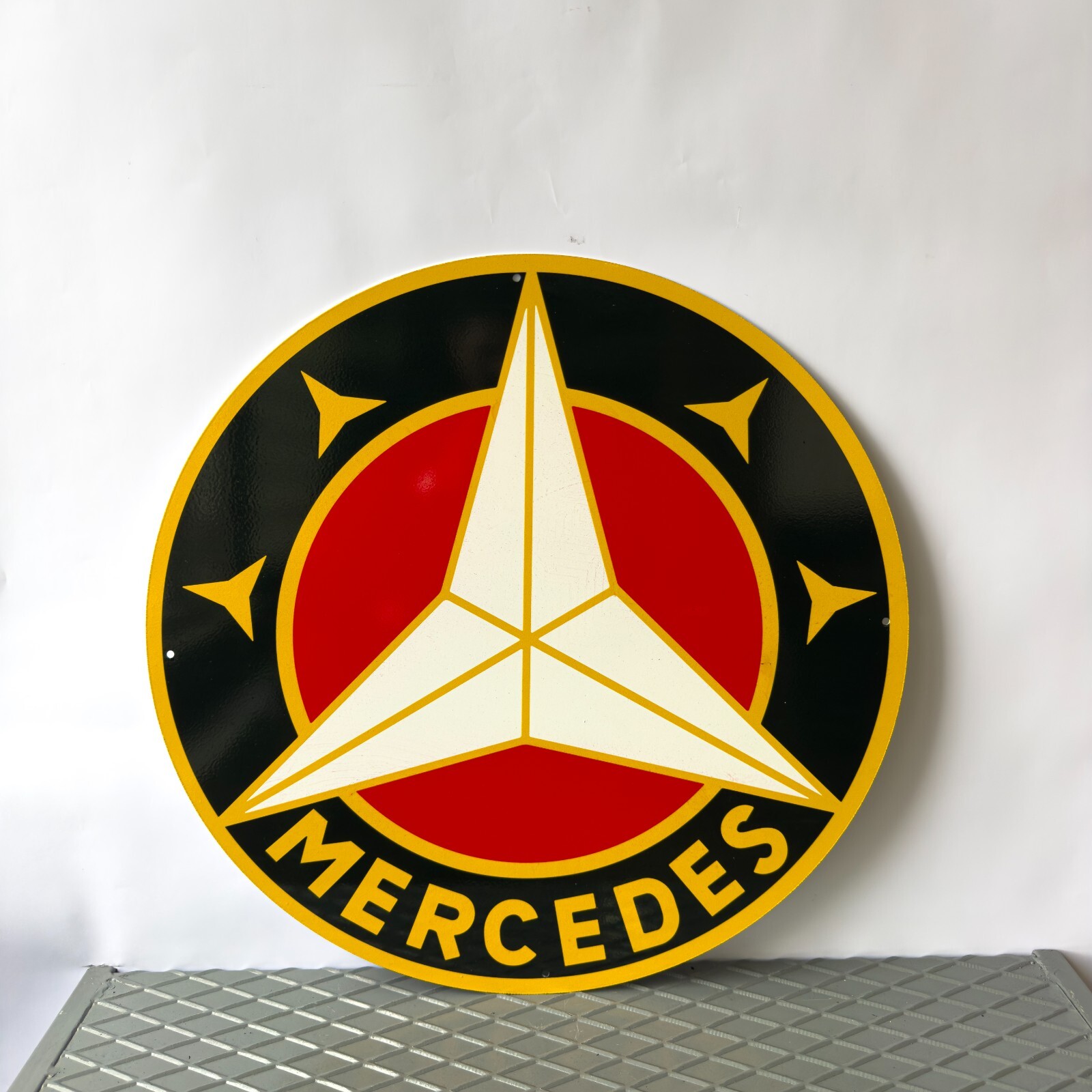 Vintage MERCEDES 1909 Star Logo Heavy Metal Sign XL   – 19.7\
