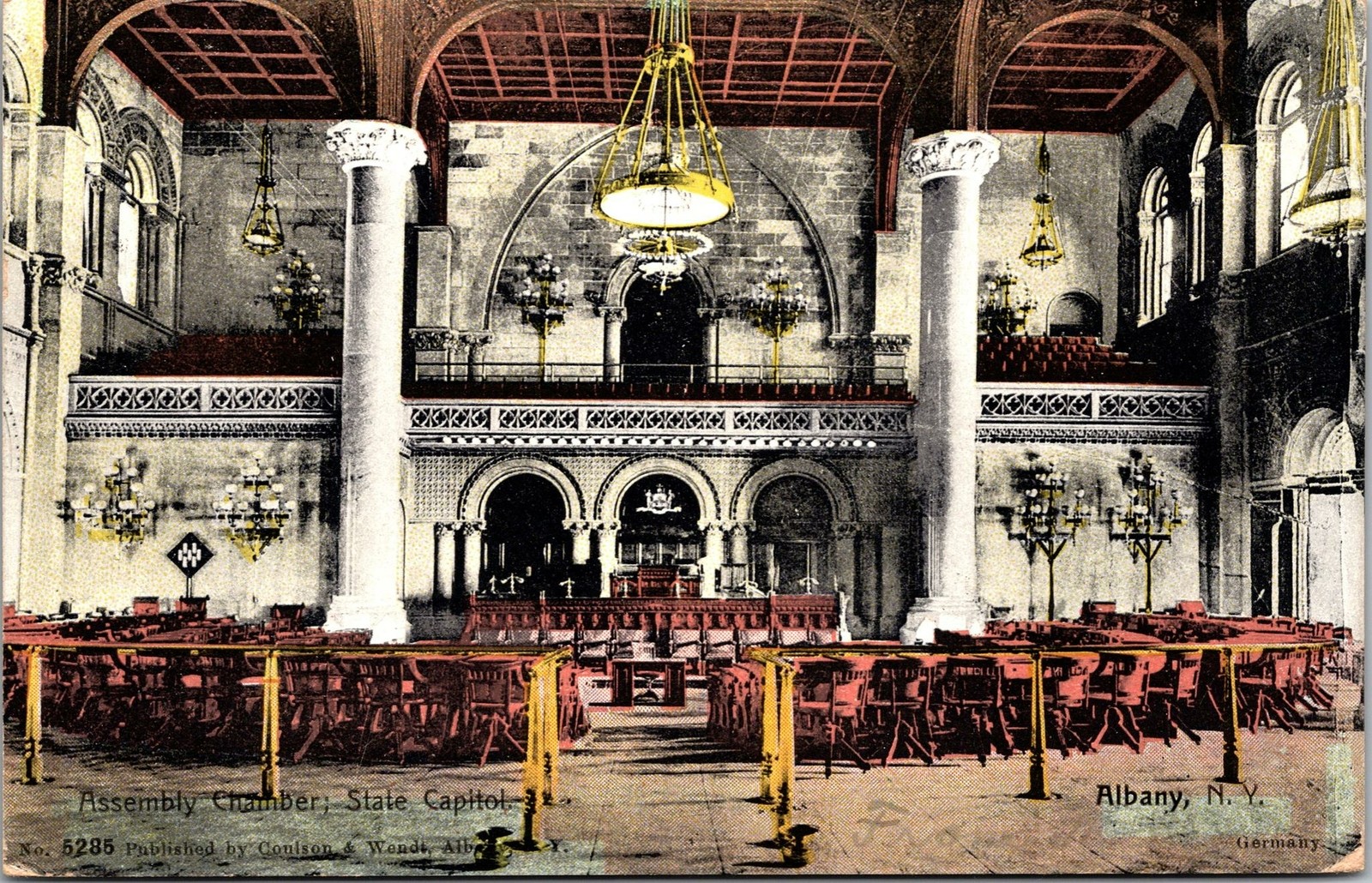 Albany NY Assembly Chamber State Capitol Postcard used 1906