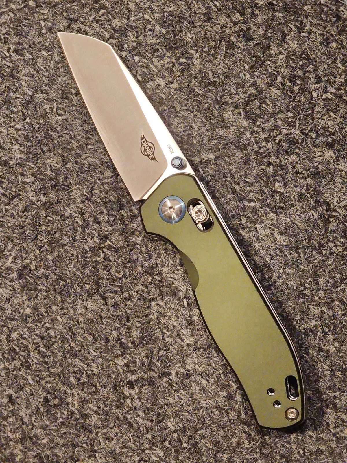 Olight OKnife Rubato 2 OD Green Aluminum Handle Satin 154CM Sheepsfoot Blade