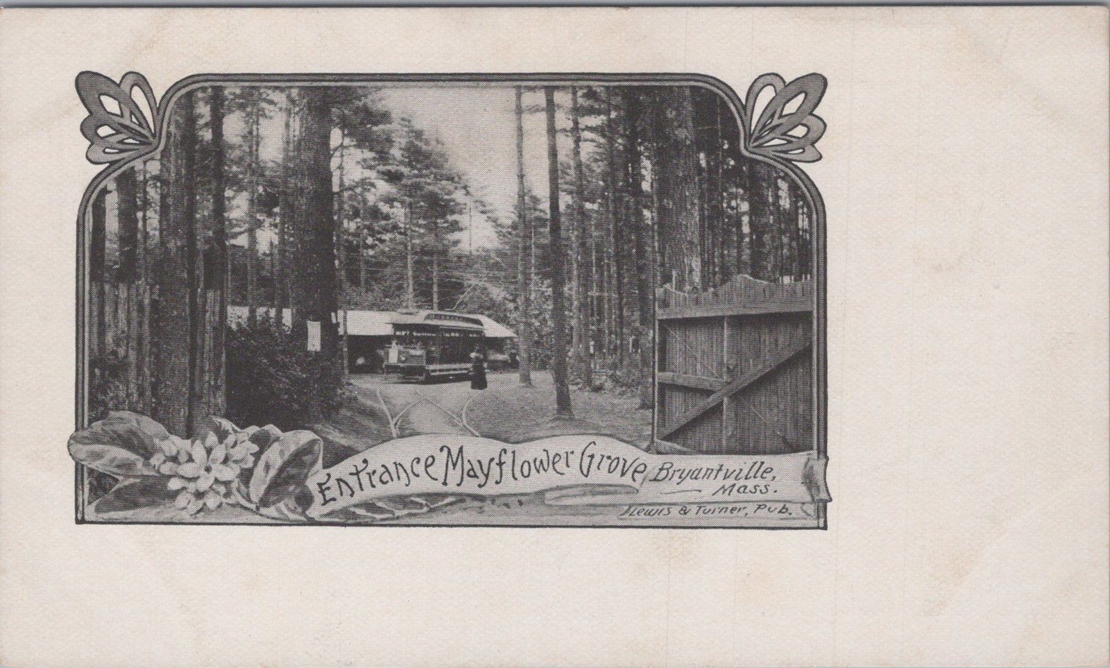 Entrance Mayflower Grove Bryantville MA 1900s Trolley Park Postcard