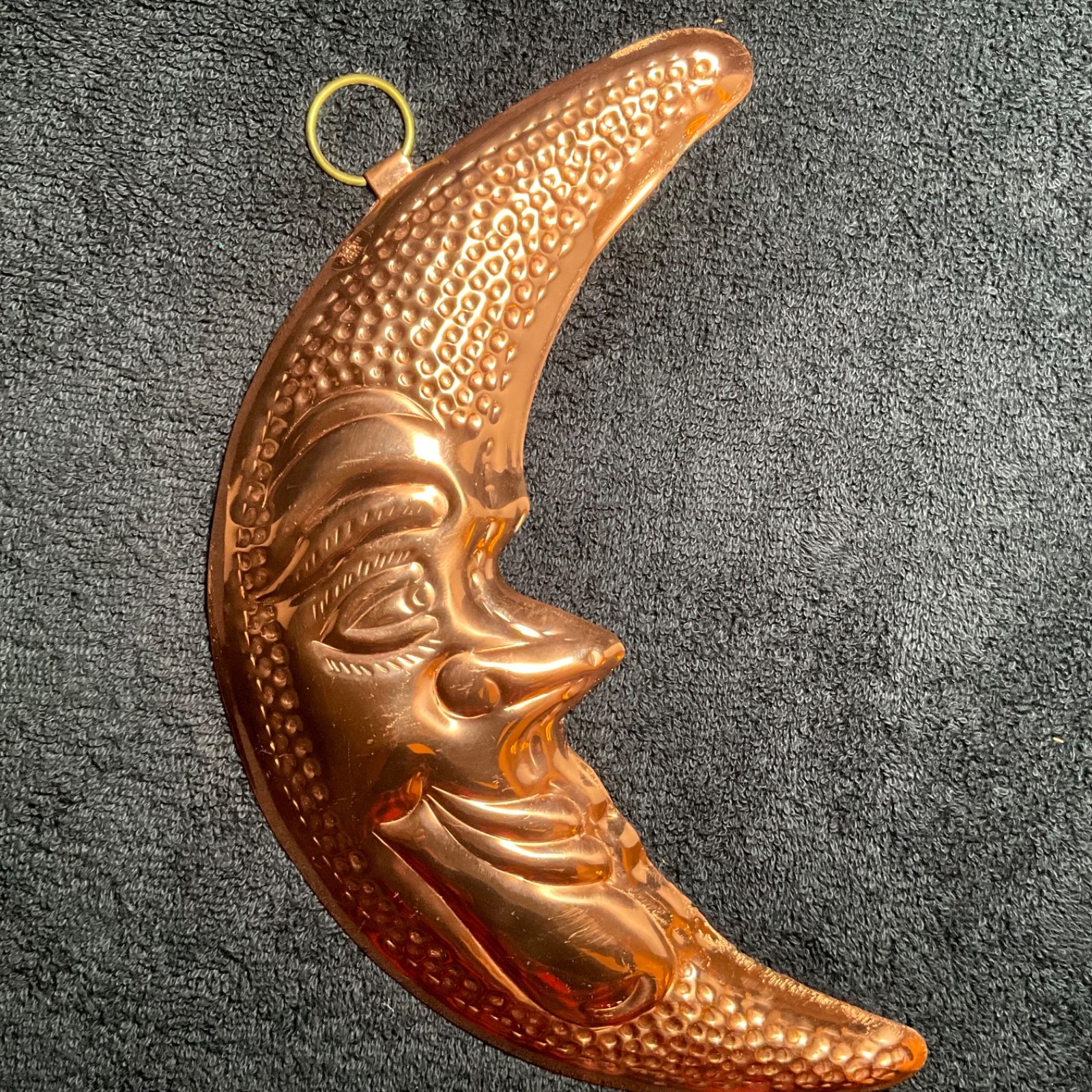 Vintage ODI Hammered Copper Crescent Moon Wall Decor Mold Cottage Core 10\