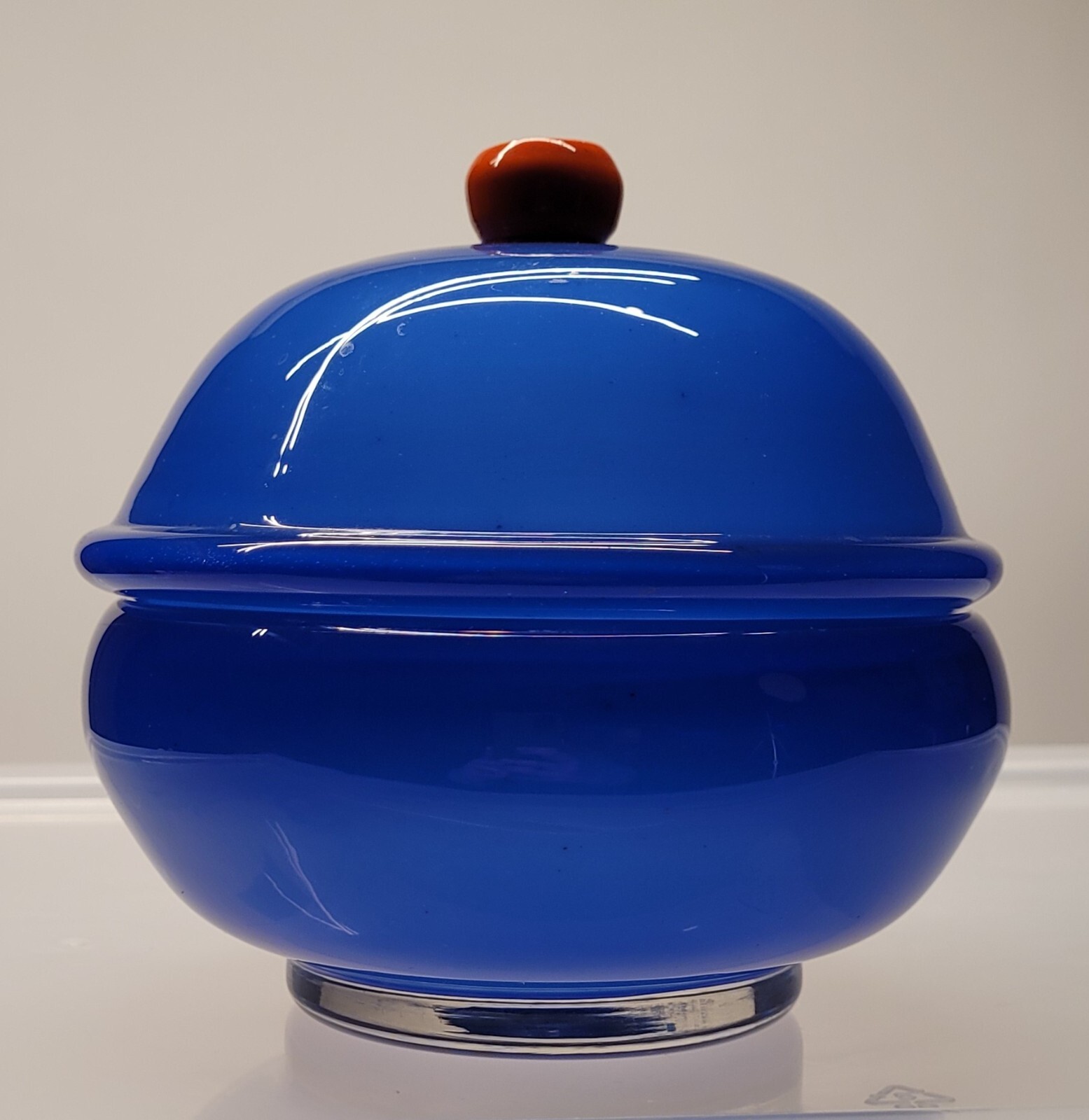 Daum Nancy Jar Signed Blue Art Glass Covered Lid France Rare