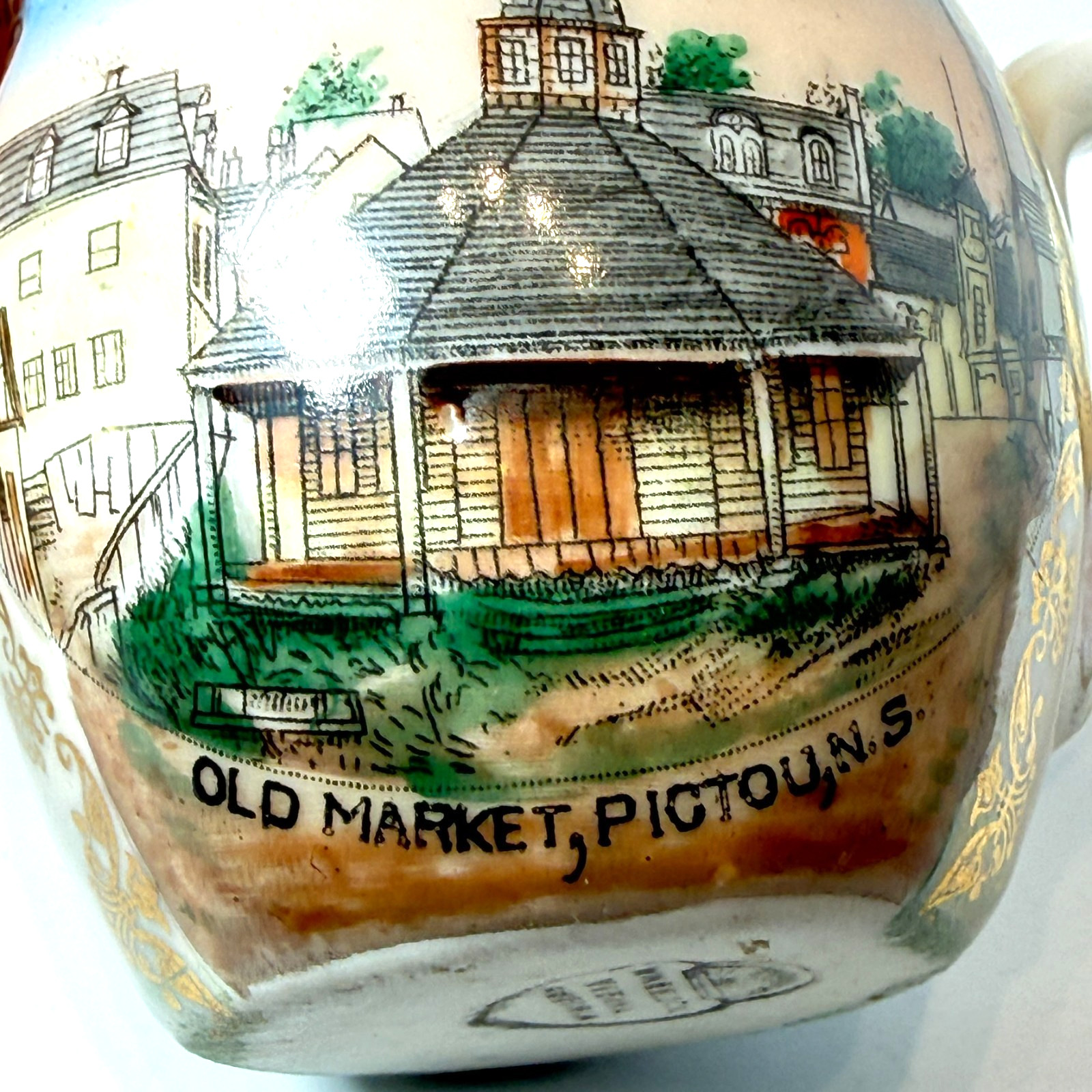 OLD MARKET PICTOU NOVA SCOTIA N.S. CANADA Souvenir ANTIQUE CHINA TRINKET CREAMER OLD MARKET PICTOU NOVA SCOTIA N.S. CANADA Souvenir ANTIQUE CHINA TRINKET CREAMER