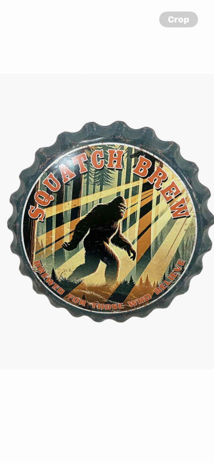 New 3-d Squatch Brew Bottle Cap,Big Foot ,garage,family room, dorm,game room,Art