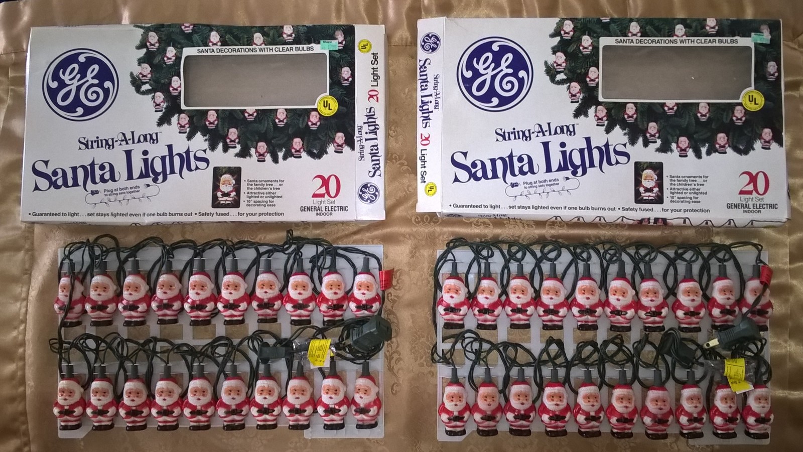 VTG 🎄🎄GE String-A-Long 40 Mini Blow Mold Santa Christmas Lights Set Tested🎄🎄