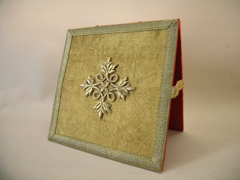 Antique goldbrocade Catholic Mass BURSA (vestment Altar Chalice)