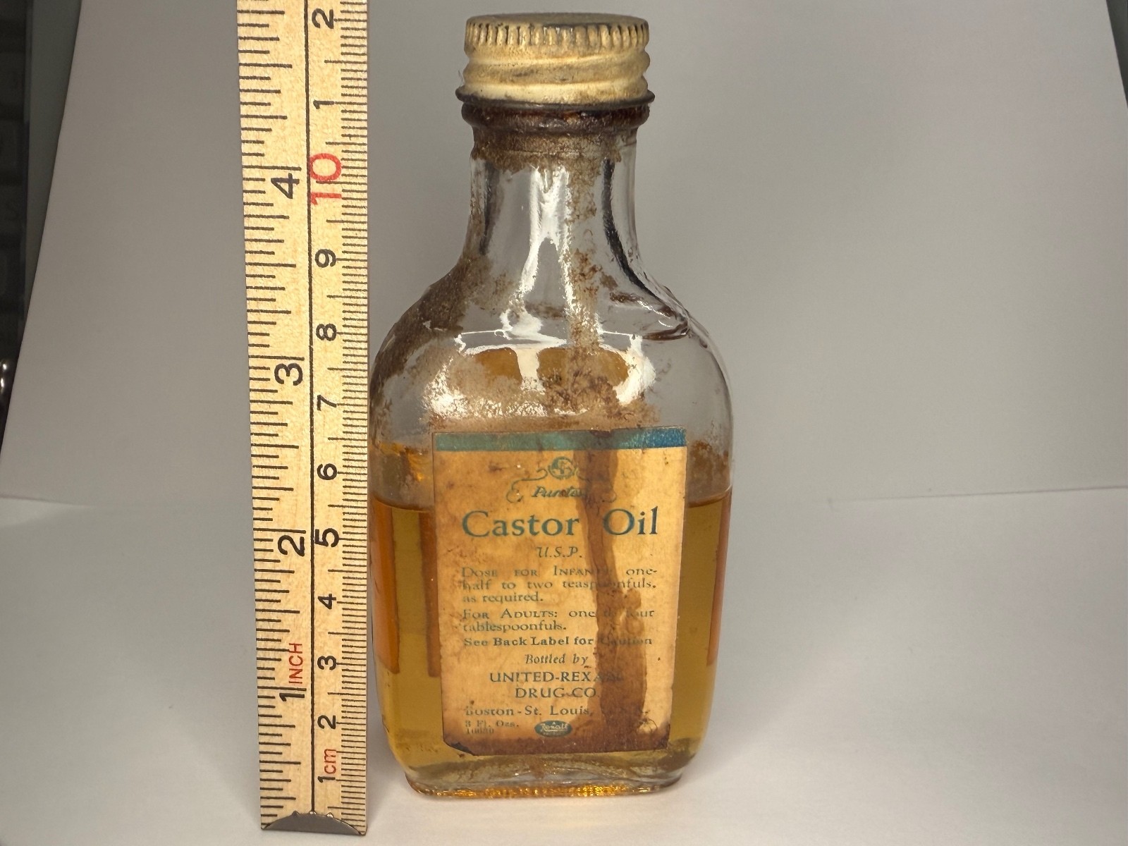 Vintage Castor Oil Glass Bottle With Contents Vintage Castor Oil Glass Bottle With Contents