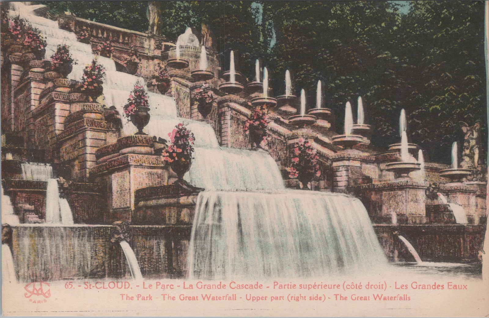 Saint-Cloud France Park Grande Cascade Postcard c1910 Phototypie Paris