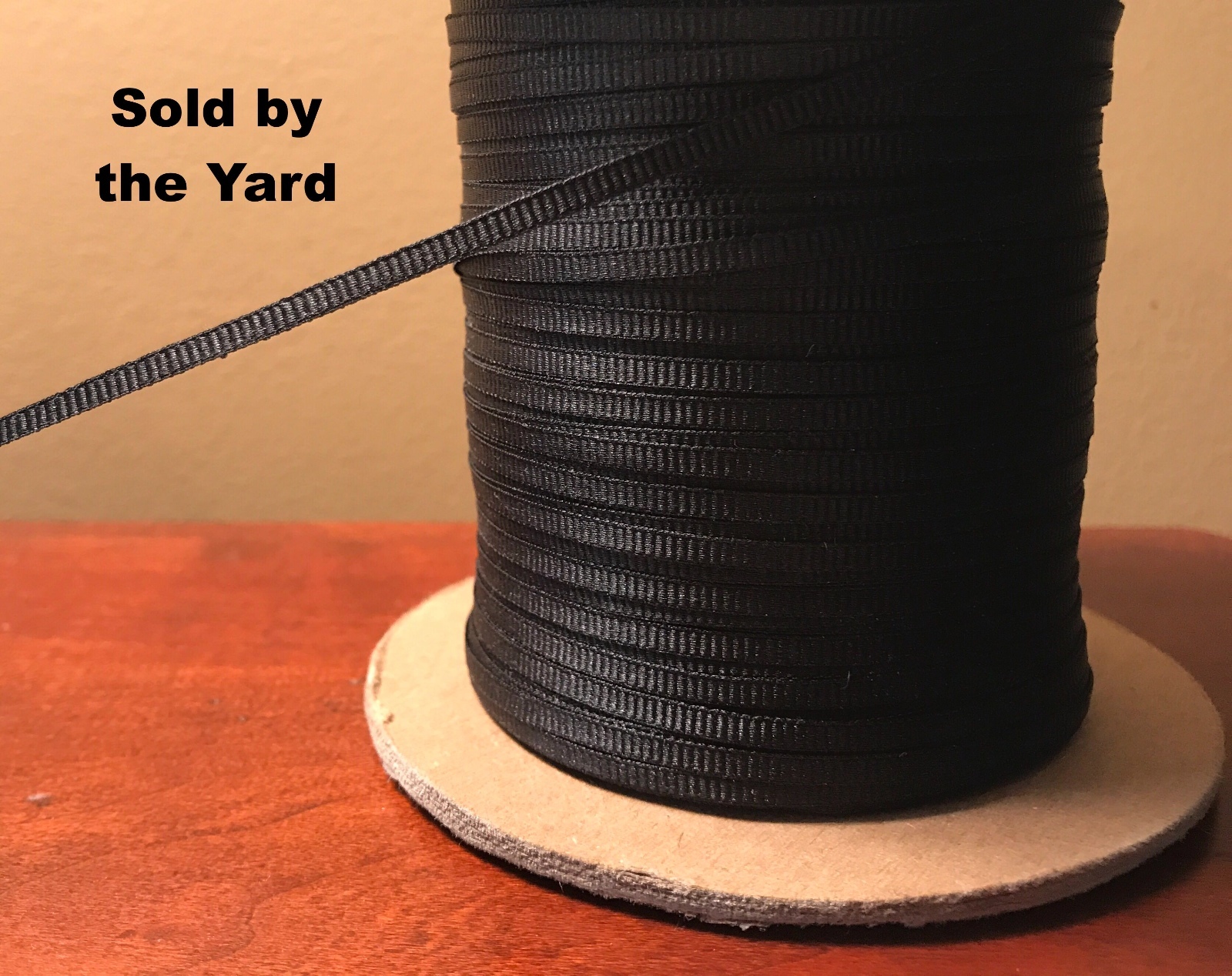 BLACK Ribbed Polyester Grosgrain Ribbon in 1/8 Inch (3mm) Width SOLD BY THE YARD