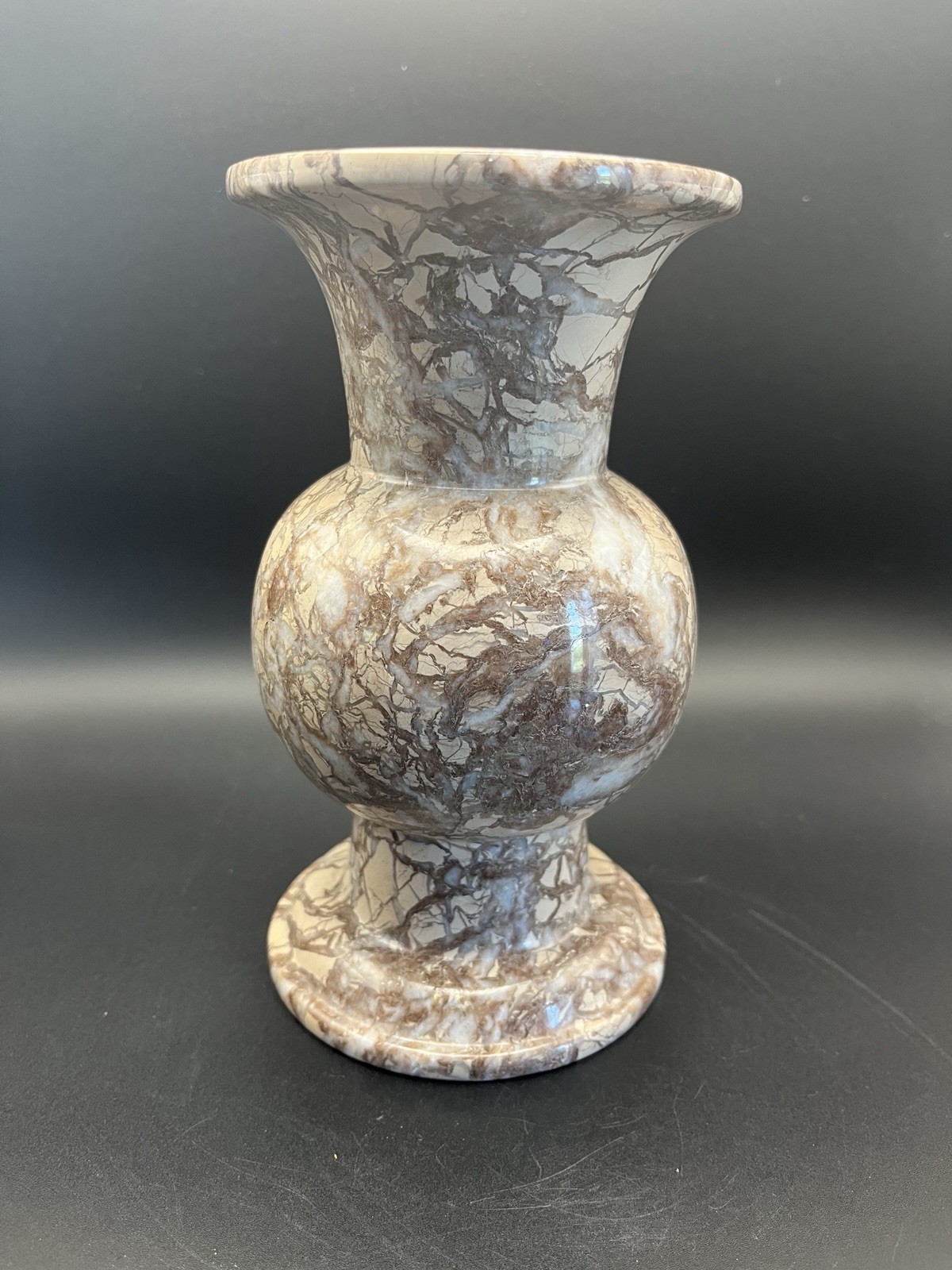 VTG Mcm Pakistani Middle East Marble Vase White And Brown 7x4