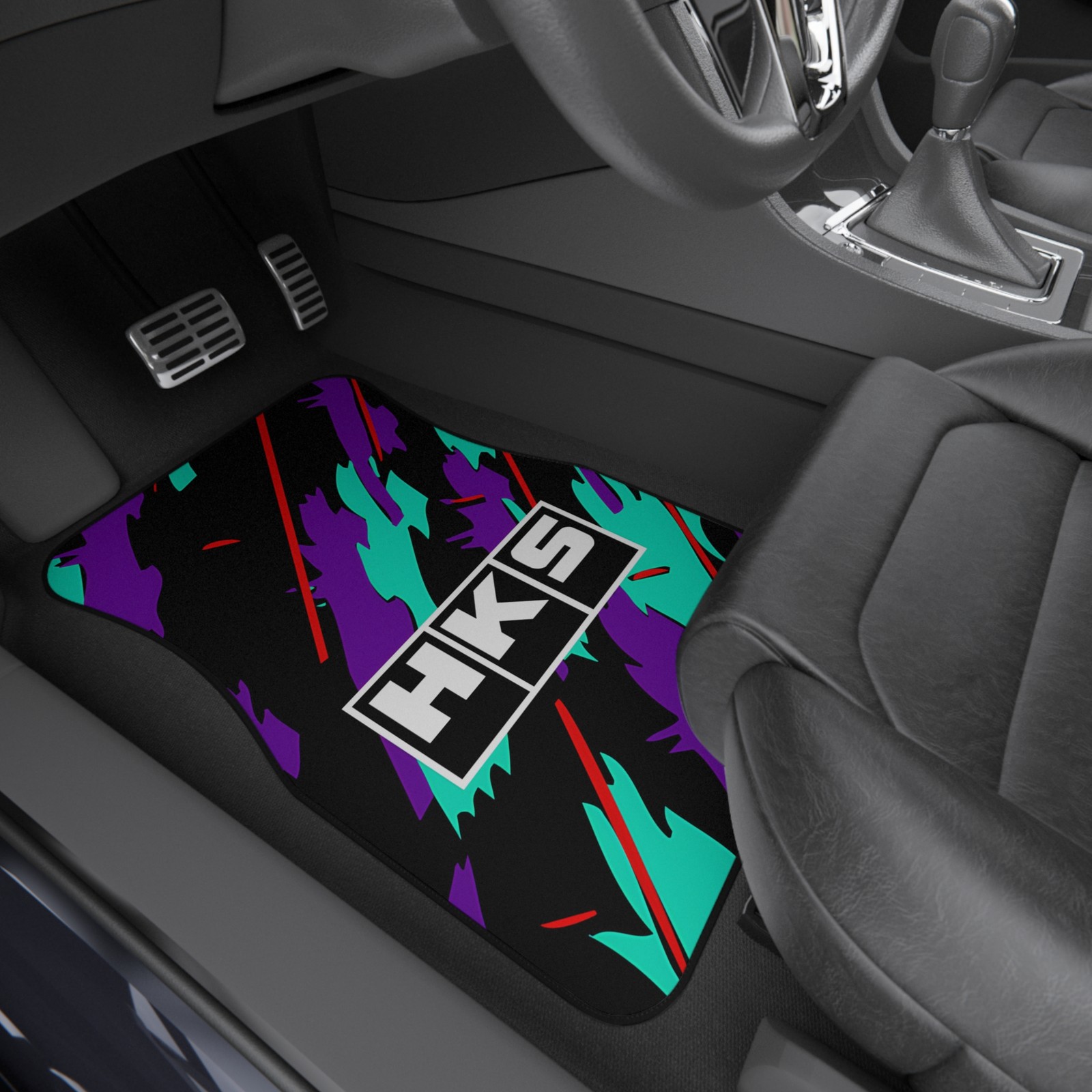 Retro HKS JDM Car Mats Set Of 4, For 90's HKS Fans, Custom Floor Liners Retro HKS JDM Car Mats Set Of 4, For 90's HKS Fans, Custom Floor Liners