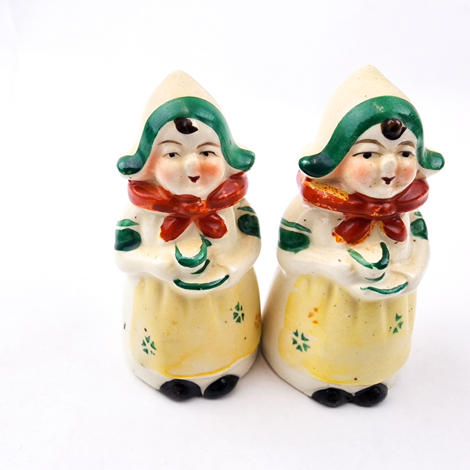 Mid century salt pepper shakers Dutch women with Stoppers Made in Japan