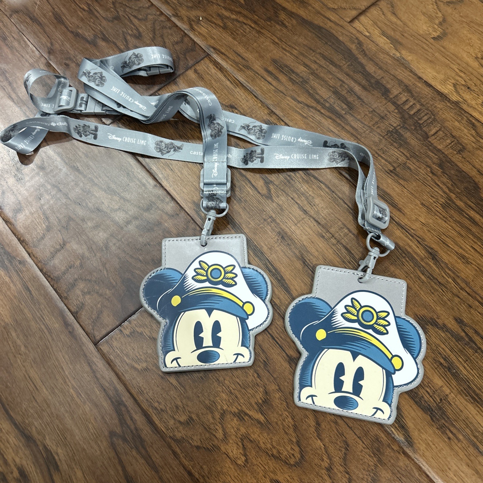 Disney Cruise Line Castaway Club Captain Mickey Mouse Lanyard Platinum Set of 2
