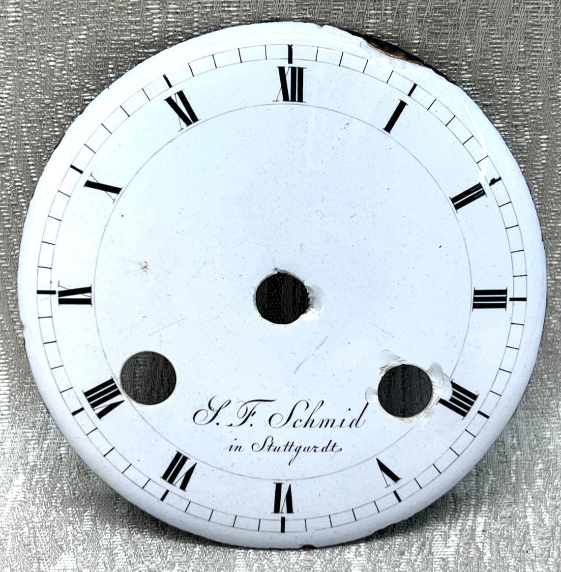 Antique French Silk Thread Clock Movement Porcelain Dial