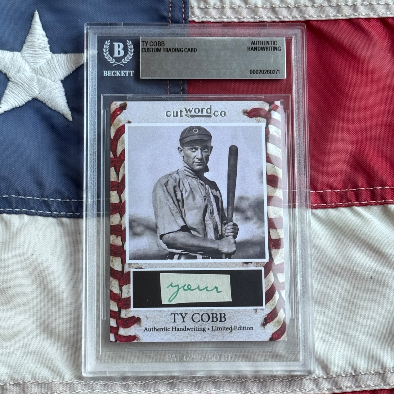 Ty Cobb Beckett Encapsulated Handwriting Removed from an Autograph Letter Signed