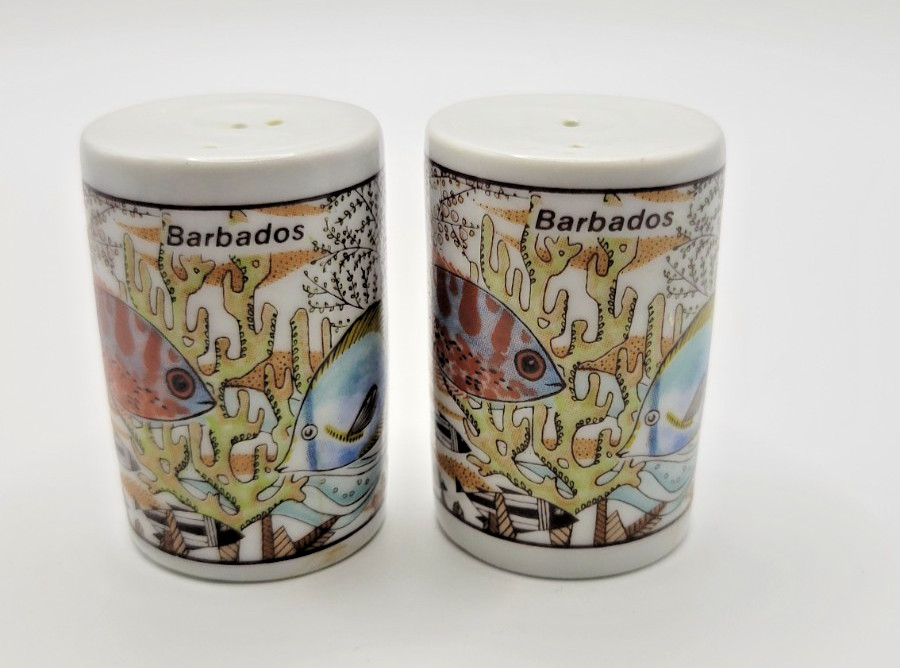 Barbados Souvenir Salt & Pepper Shakers Fish Design 1993 Barbados Souvenir Salt & Pepper Shakers Fish Design 1993